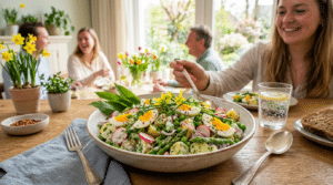 Lentensalade met daslook verheldert grauwe lentebijeenkomsten gezond en betaalbaar